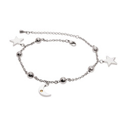 Moon & Star Anklet-Rhodium...